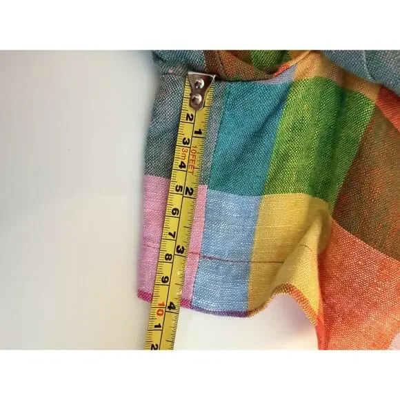 Boden Dulwich Linen Shorts in Rainbow Multigingham 4” Shorts - Size 10